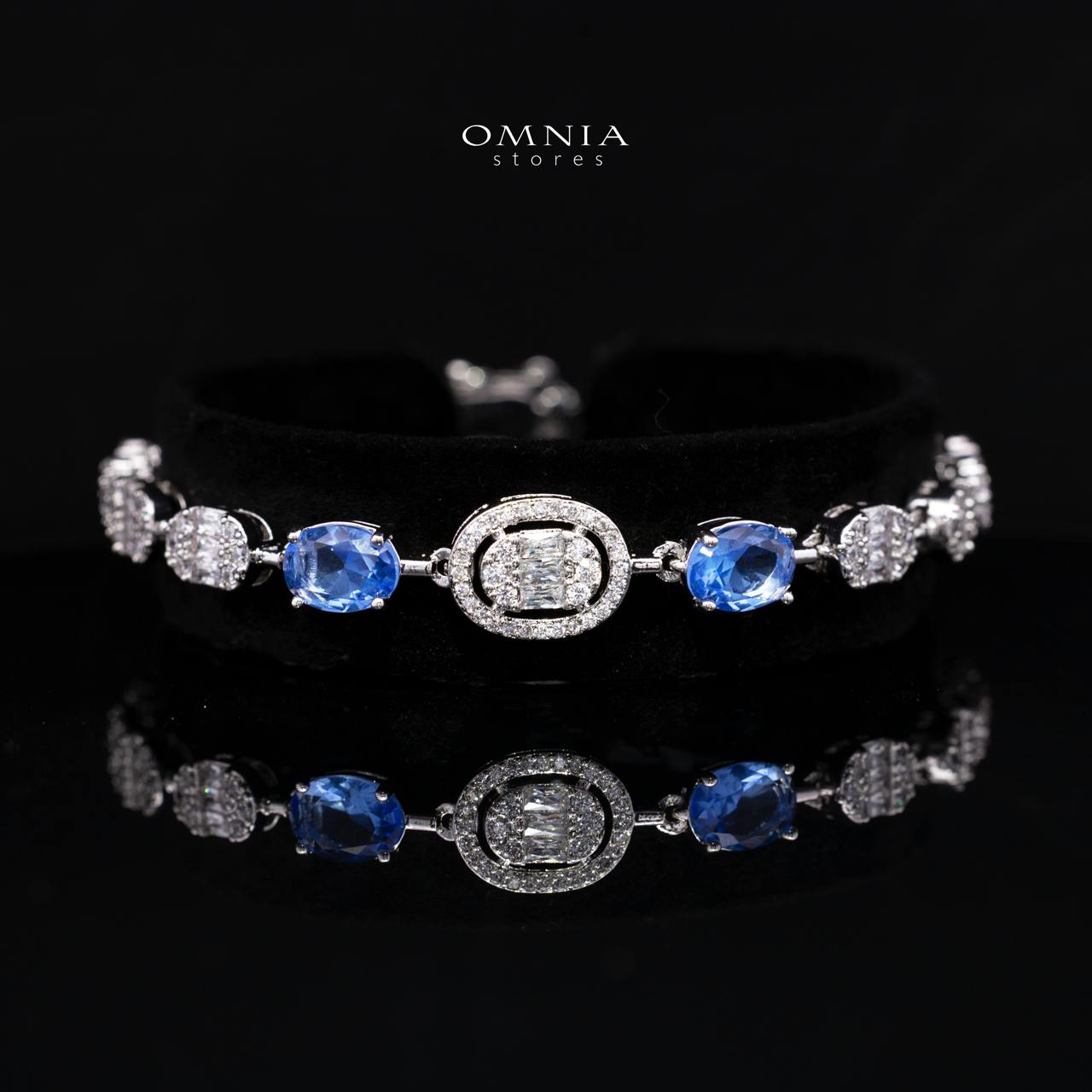 Fairuz Blue Luxury Full Set with Long Chain, High Quality Premium Zircon Stones & Rhodium Plated Finish - Image 3
