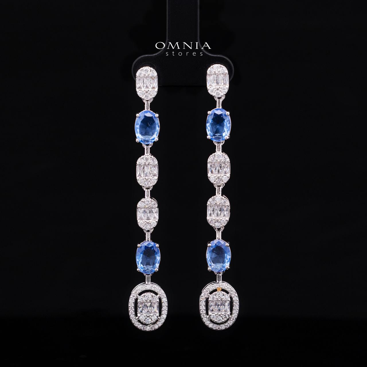 Fairuz Blue Luxury Full Set with Long Chain, High Quality Premium Zircon Stones & Rhodium Plated Finish - Image 4