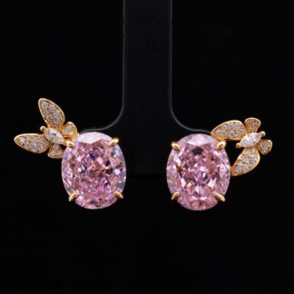 Maysun Pink Gold-Plated 925 Silver Earrings with Premium Simulated Diamonds