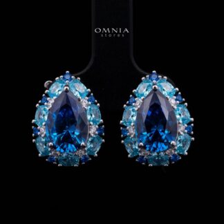 Sireesha Elegant Blue Cluster Clip-On Earrings in 925 Sterling Silver with Premium Simulated Diamond