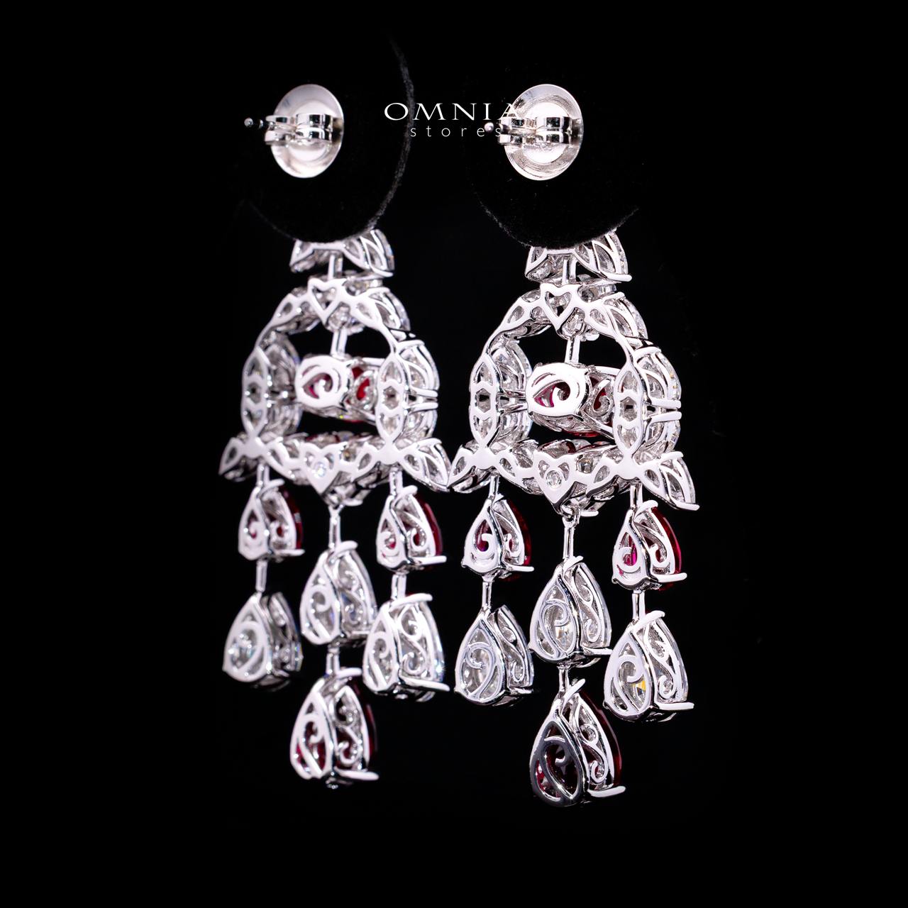 Ikraam Red and White Earring with High Premium Signature Stones and Certificate in 925 Silver - Image 3