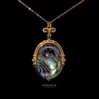 Jessah Vintage Oval Agate Pendant Necklace, Gold-Plated in 925 Sterling Silver