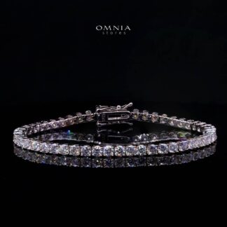Rayhana White 3mm Tennis Bracelet with High-Quality Premium Moissanite, GRA Certificate, and Rhodium Plating in 925 Sterling Silver