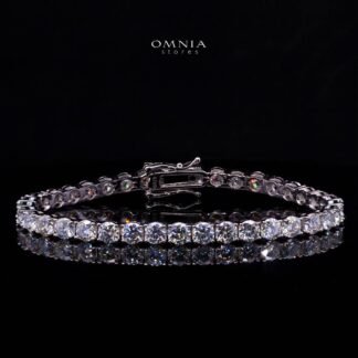 Jenievel White 4mm Tennis Bracelet with High-Quality Premium Moissanite, GRA Certificate, and Rhodium Plating in 925 Sterling Silver