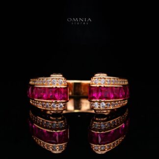 Isalyn Ruby Red Ring with High Quality Simulated  Diamond in 925 Silver
