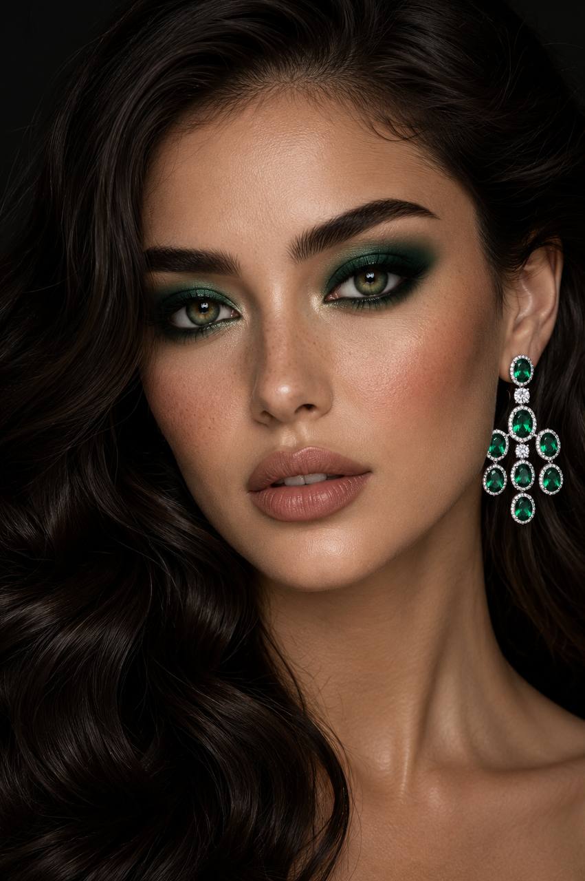 Olyssia Green Drop Earrings with High-Quality Premium Simulated Diamonds in 925 Sterling Silver - Image 3