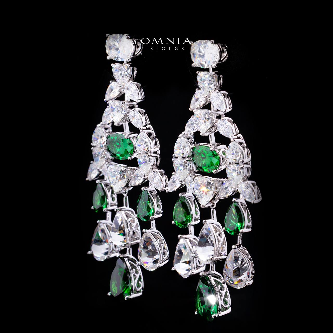 Kinza Green and White Earring with High Premium Signature Stones and Certificate in 925 Silver - Image 2