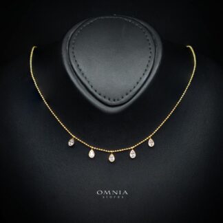 Cersei White Teardrop Gemstone Dangle Charm Necklace, 18K Gold-Plated