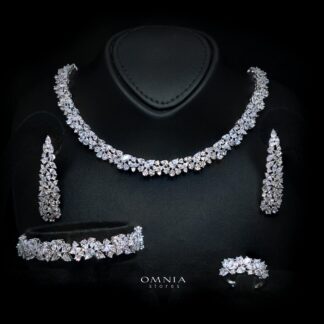 Safira White Luxury Bridal Full Jewelry Set with High-Quality Premium Simulated Diamonds