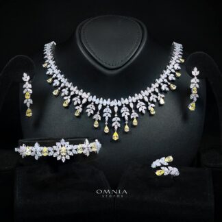 Aylara Yellow Luxury Bridal Full Jewelry Set with High-Quality Premium Simulated Diamonds