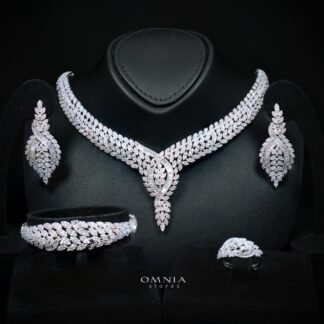 Suhayza White Luxury Bridal Full Set with High-Quality Simulated Diamonds and Rhodium Plating