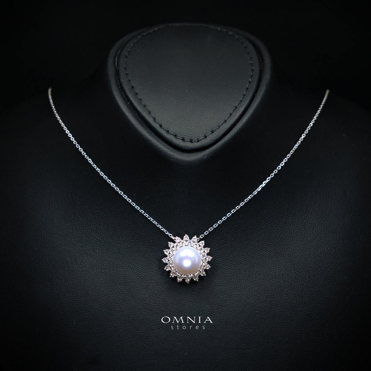 Tasneema Pearl Necklace with High-Quality Premium Simulated Diamonds in 925 Sterling Silver - Image 2