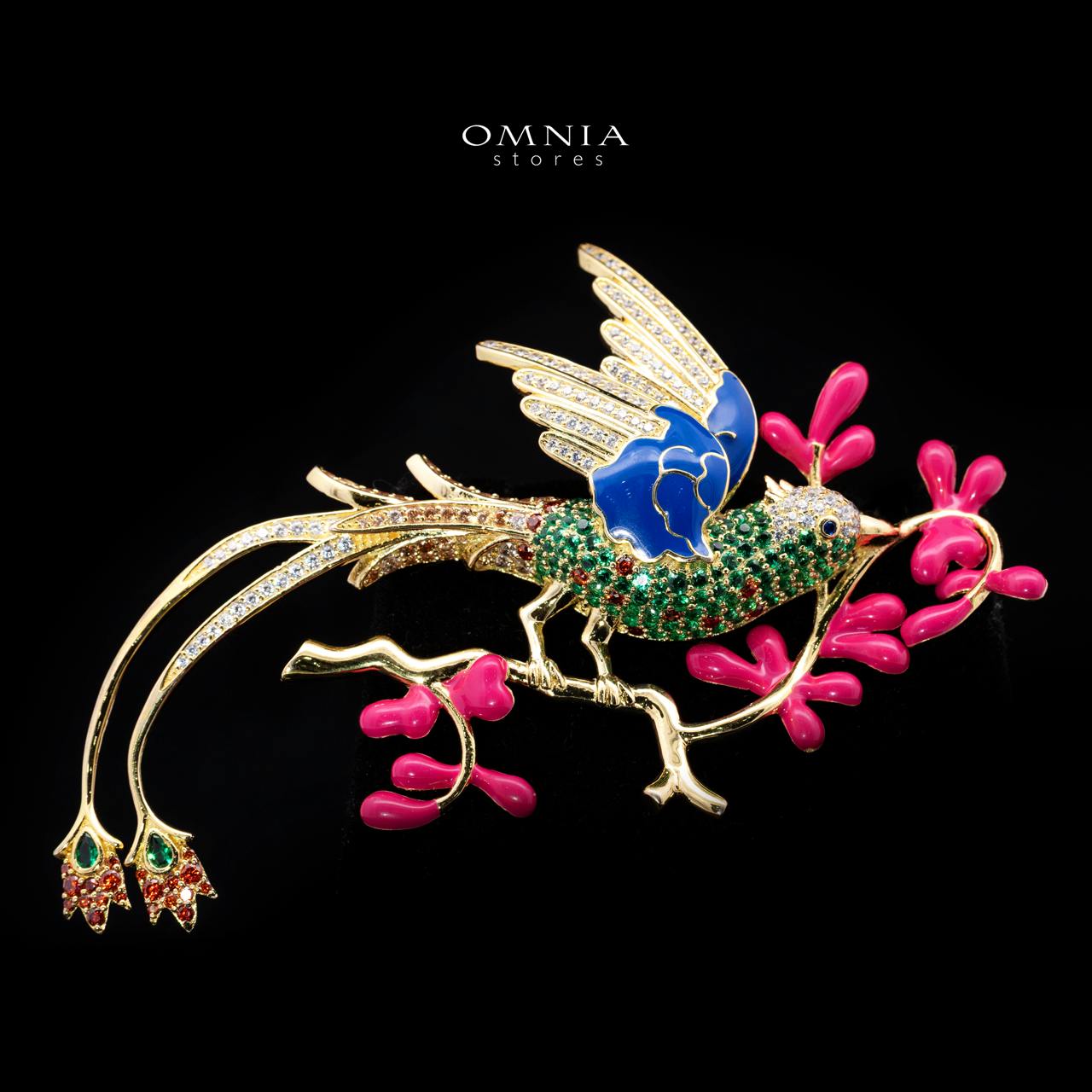 Ghazeela Gold-Plated Brooch with High-Quality Premium Simulated Diamonds in 925 Sterling Silver