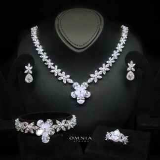 Azelia White Luxury Bridal Full Set with High-Quality Simulated Diamonds and Rhodium Plating