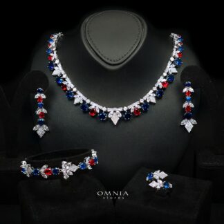 Vionna Multicolor Luxury Bridal Full Set with High-Quality Simulated Diamonds and Rhodium Plating