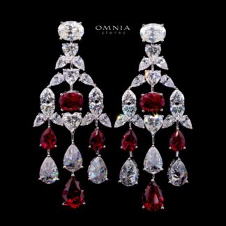 Ikraam Red and White Earring with High Premium Signature Stones and Certificate in 925 Silver