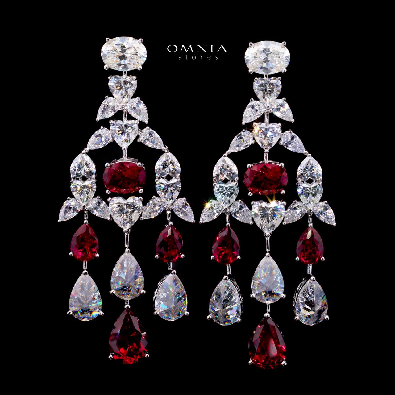 Ikraam Red and White Earring with High Premium Signature Stones and Certificate in 925 Silver