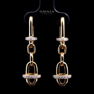 Marla Gold and White Earring with High-Quality Simulated Diamonds in 925 Silver