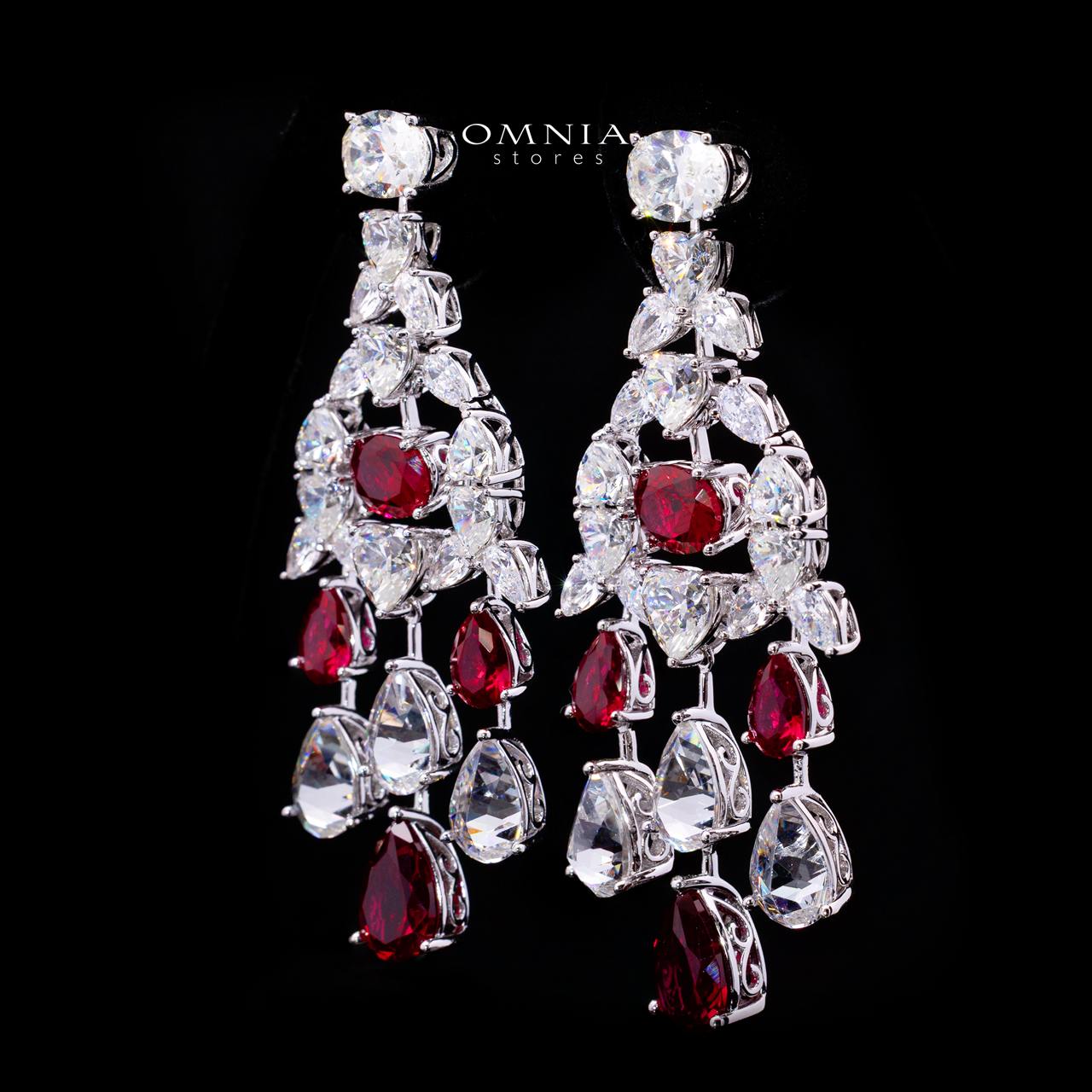 Ikraam Red and White Earring with High Premium Signature Stones and Certificate in 925 Silver - Image 2