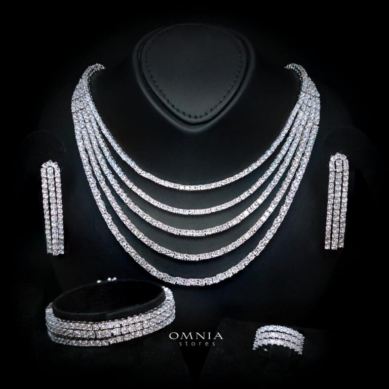 Yasmira White Luxury Bridal Full Set with High-Quality Simulated Diamonds, Rhodium Plated - Image 2