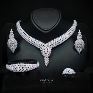 Areyana White Luxury Bridal Full Set with High-Quality Simulated Diamonds and Rhodium Plating