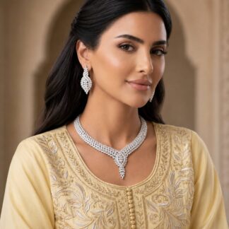 Areyana White Luxury Bridal Full Set with High-Quality Simulated Diamonds and Rhodium Plating