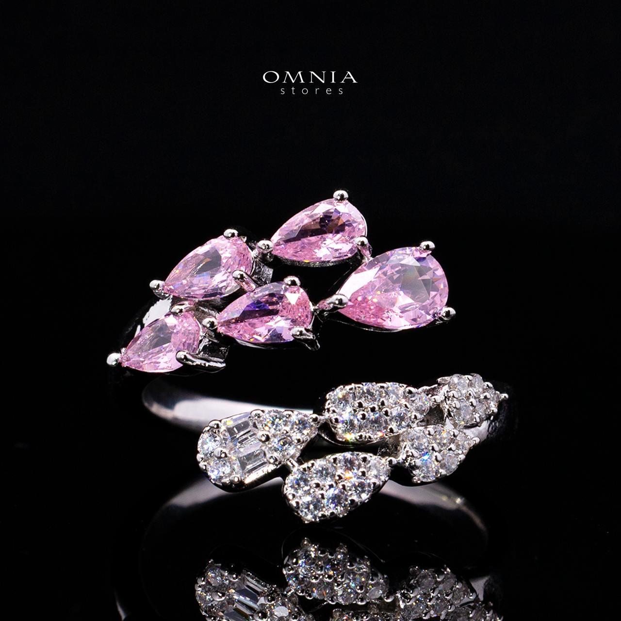 Omnia Senna Luxury Bridal Pink Full Set in High Quality Zircon Stone Rhodium Plated - Image 5