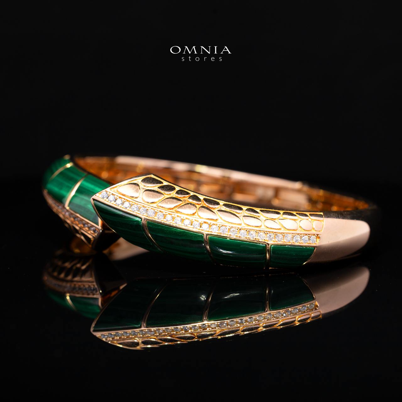 Tahiraa Green Gold-Plated Bangle with High-Quality Premium Simulated Diamonds in 925 Sterling Silver - Image 2