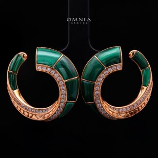Tahiraa Green Stud Earrings with High-Quality Premium Simulated Diamonds in 925 Sterling Silver