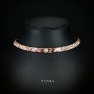 Calyssia Rose Gold Choker with High-Quality Premium Simulated Diamonds in 925 Sterling Silver