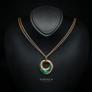 Tahiraa Green Gold-Plated Necklace with High-Quality Premium Simulated Diamonds in 925 Sterling Silver