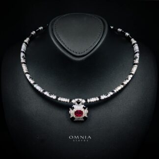 Velanora Ruby Red Necklace with High-Quality Premium Simulated Diamonds in 925 Sterling Silver