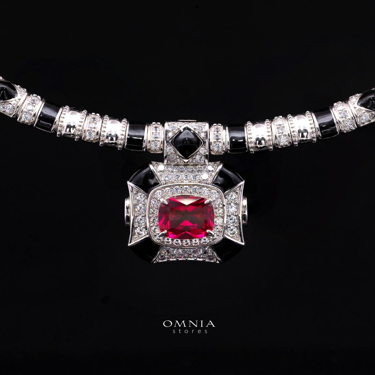 Velanora Ruby Red Necklace with High-Quality Premium Simulated Diamonds in 925 Sterling Silver - Image 2