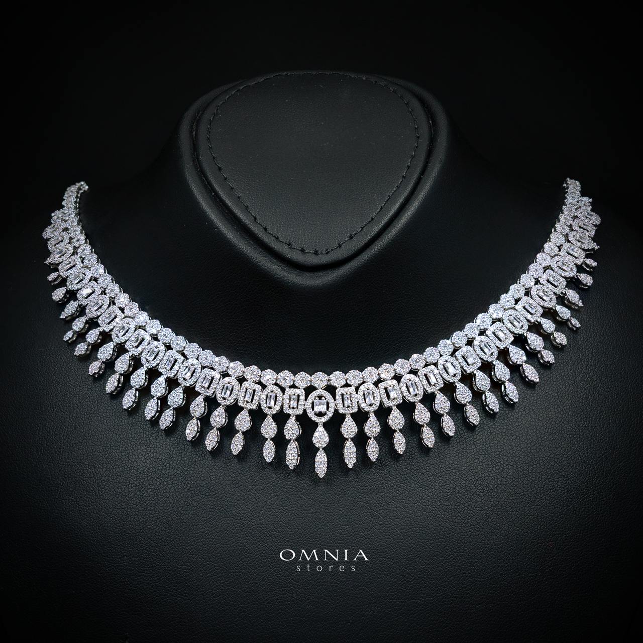 Ruhana Ruhana White Luxury Bridal Full Set with High-Quality Simulated Diamonds, Rhodium Plated - Image 2