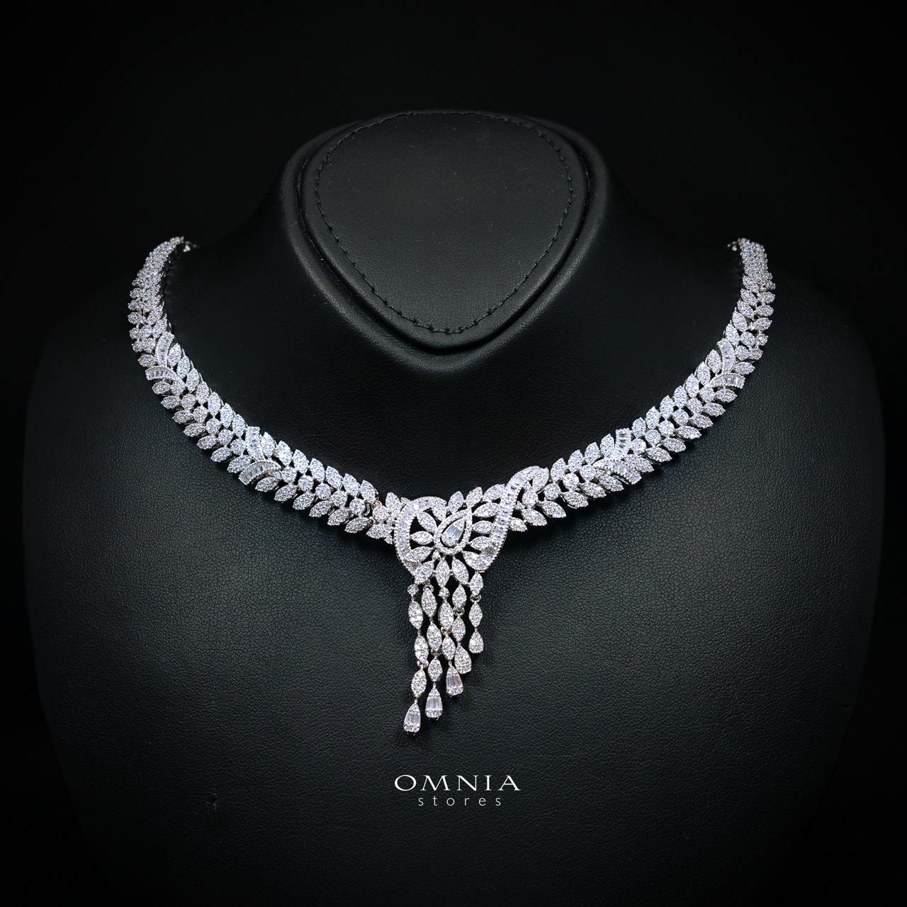 Mahsira White Luxury Bridal Full Set with High-Quality Simulated Diamonds and Rhodium Plating - Image 2