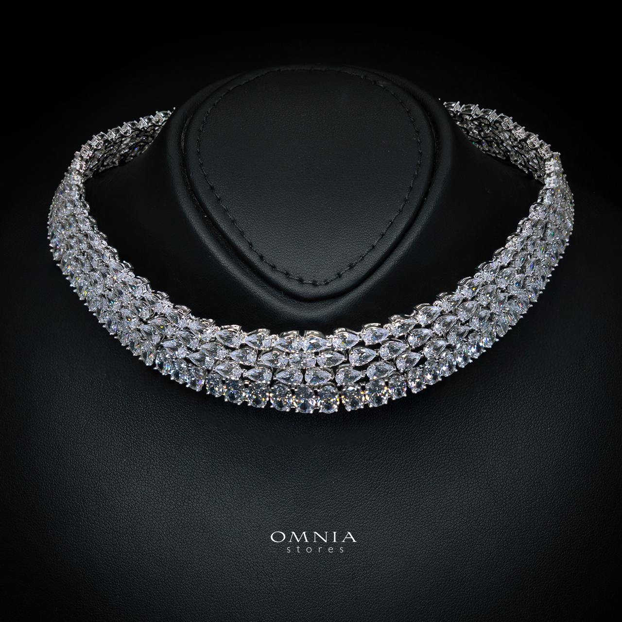 Raneefa White Luxury Bridal Full Jewelry Set with High-Quality Premium Simulated Diamonds - Image 2