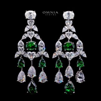 Kinza Green and White Earring with High Premium Signature Stones and Certificate in 925 Silver