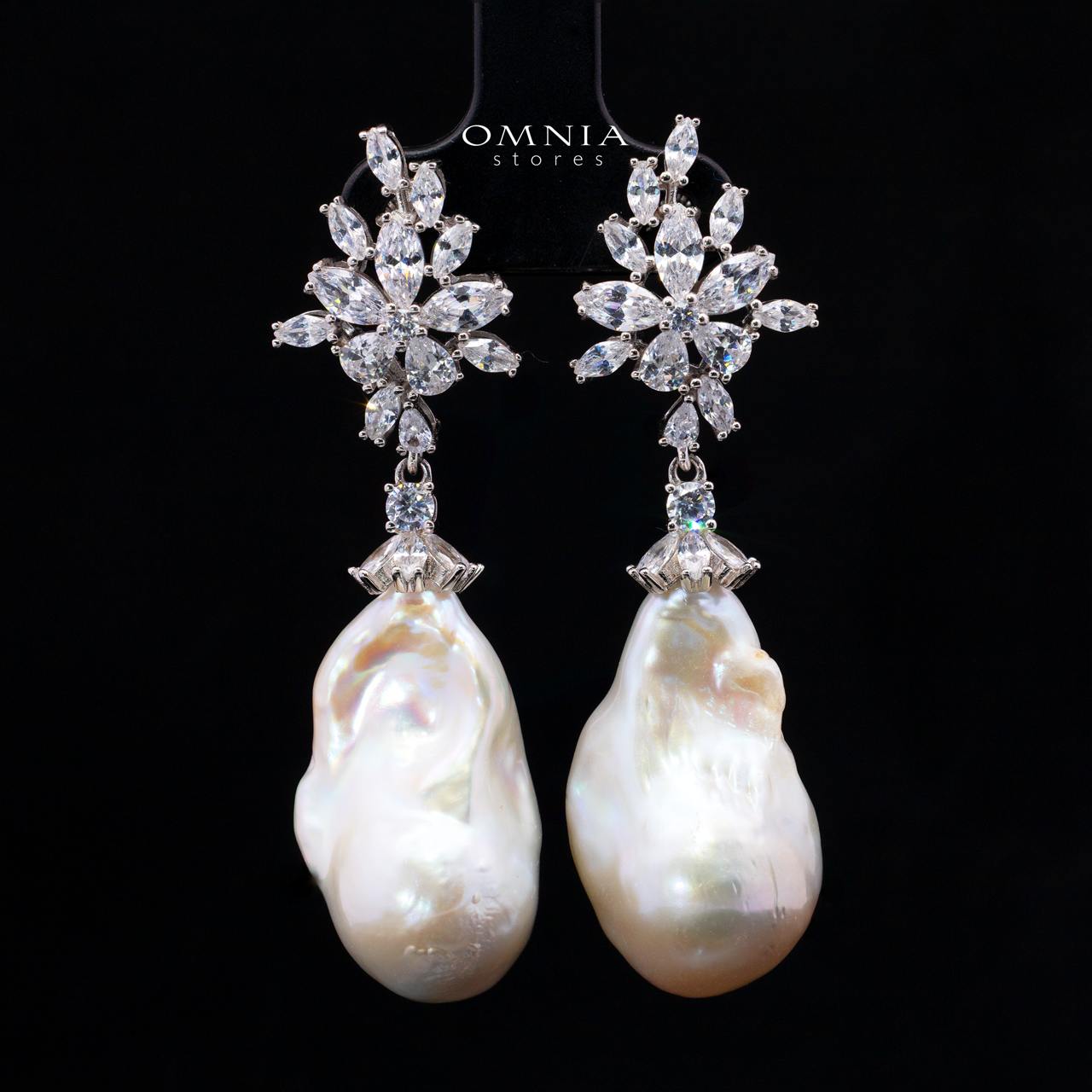 Ruhaina Pearl Necklace and Earrings Set with High-Quality Premium Simulated Diamonds in 925 Sterling Silver - Image 3