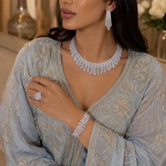 Zuhaira White Luxury Bridal Full Jewelry Set with High-Quality Premium Simulated Diamonds