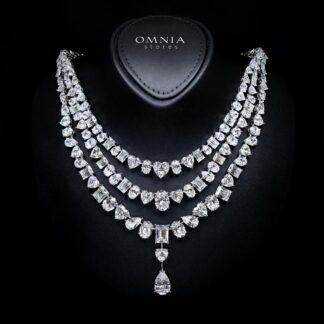 Margaret Royal Diamond Necklace with Certificate & Premium Simulated Diamonds in 925 Sterling Silver