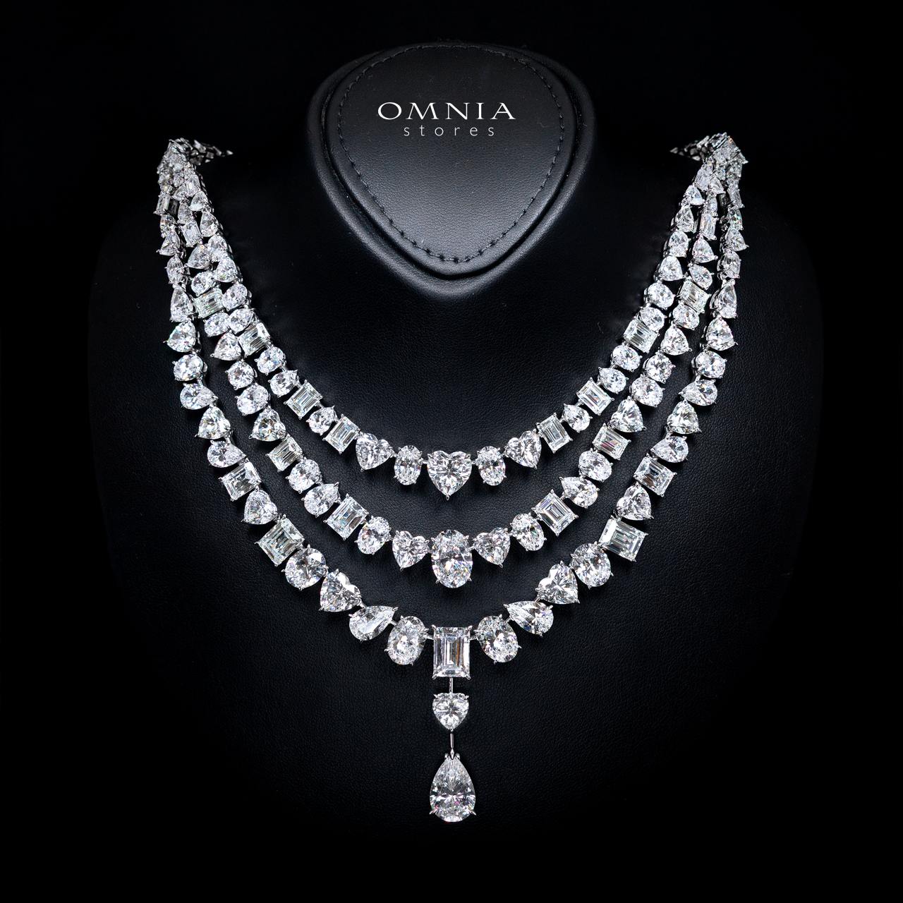 Margaret Royal Diamond Necklace with Certificate & Premium Simulated Diamonds in 925 Sterling Silver
