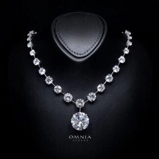 Lina Necklace with Certificate, High-Quality Premium Simulated Diamonds in 925 Sterling Silver