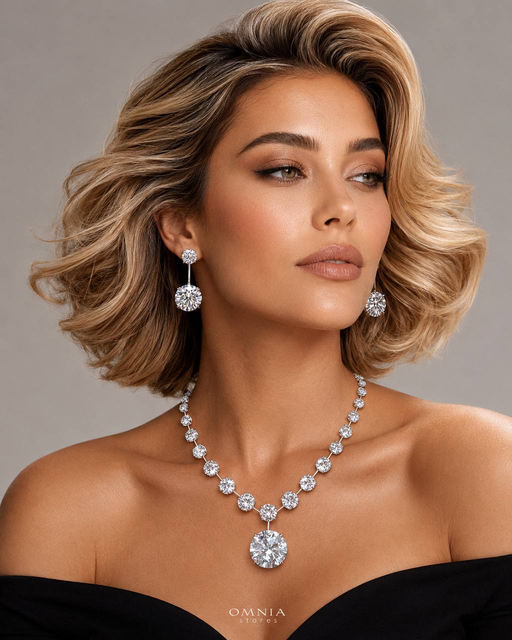 Lina Necklace with Certificate, High-Quality Premium Simulated Diamonds in 925 Sterling Silver