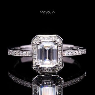 Diane Emerald-Cut Moissanite Ring 5x7mm (1CT) in 925 Sterling Silver Gold Plated