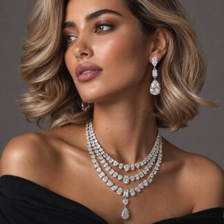 Margaret Royal Diamond Necklace with Certificate & Premium Simulated Diamonds in 925 Sterling Silver