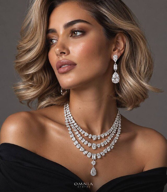 Margaret Royal Diamond Necklace with Certificate & Premium Simulated Diamonds in 925 Sterling Silver