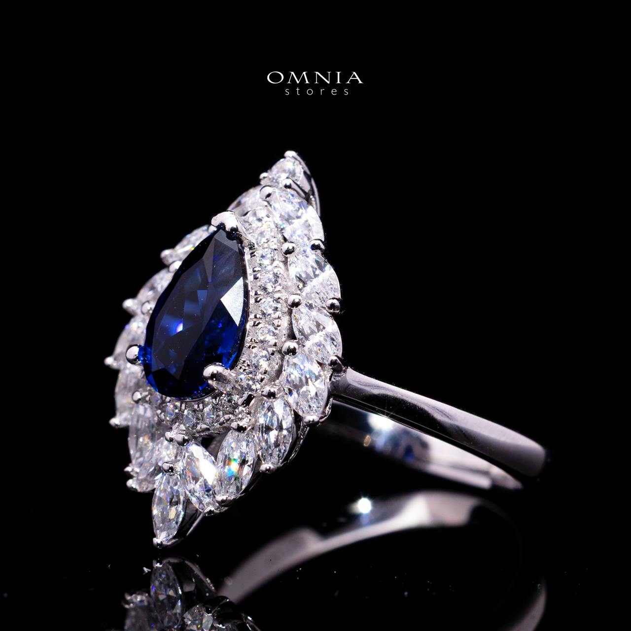 Carolina Lab-Grown Blue Sapphire Pear-Cut Ring (6x9mm) with GRC Certificate in 925 Sterling Silver - Image 2