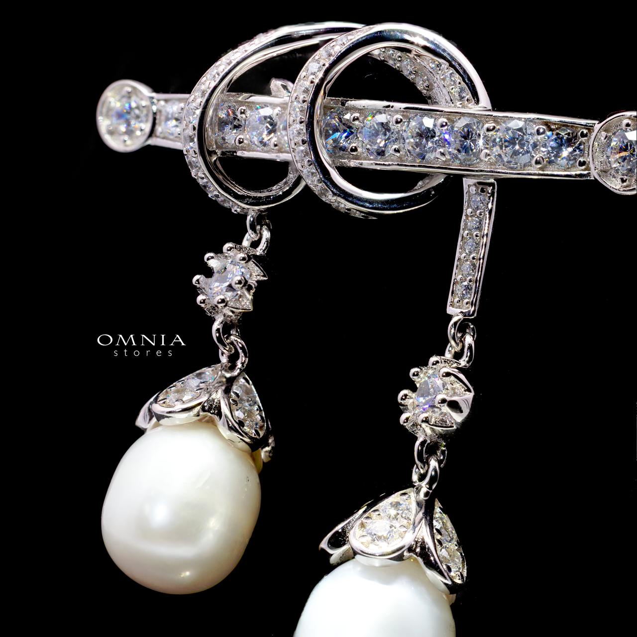 Ahney Drop Pearl Brooch with High-Quality Simulated Diamonds in 925 Sterling Silver - Image 2