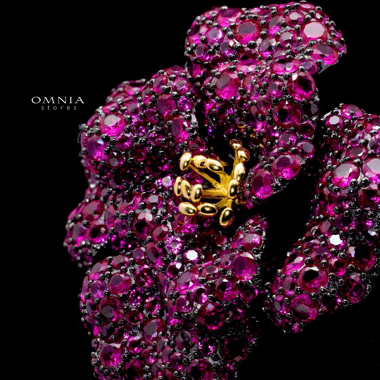 Birgitta Ruby Red Brooch with High-Quality Simulated Diamonds in 925 Sterling Silver - Image 2