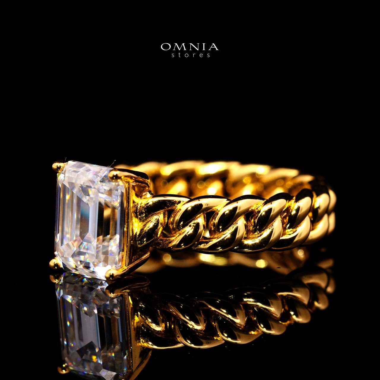 Keira Emerald-Cut Moissanite Ring 7x9mm (3CT) with Certificate in 925 Sterling Silver Gold Plated - Image 2